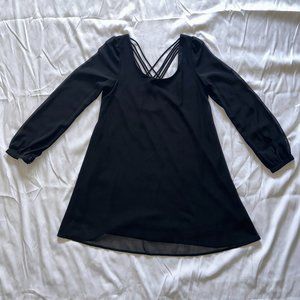 S Black Guess Mini Long Sleeve Dress